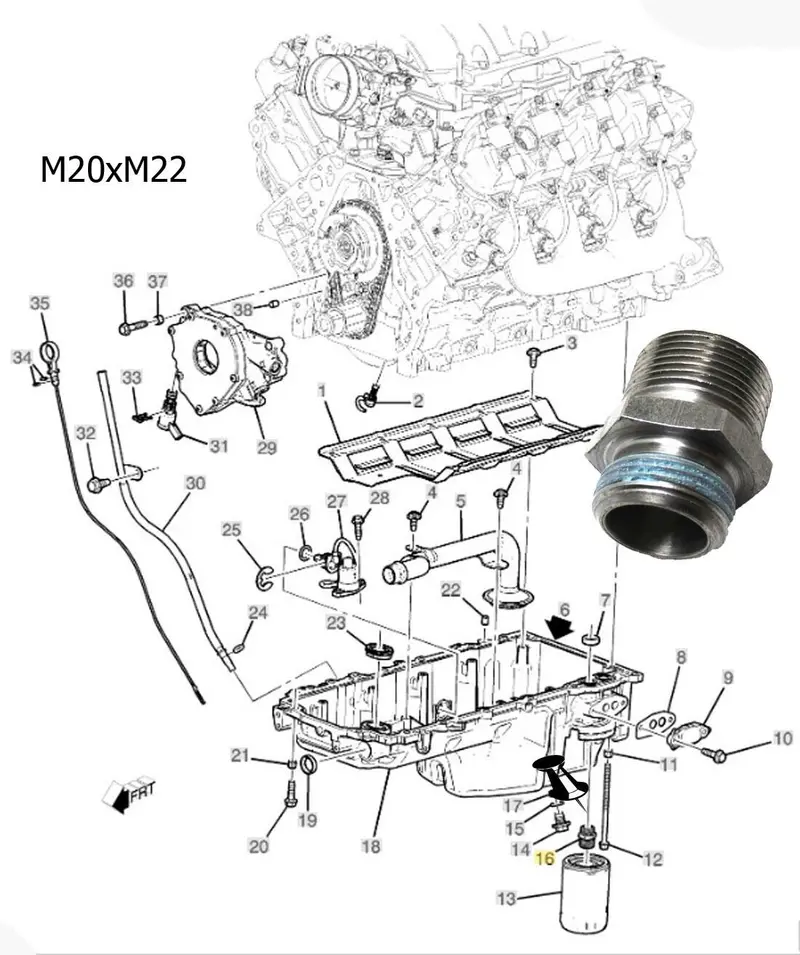 12600225 Engine Oil Filter Fitting Adapter Buick Cadillac Chevrolet Gmc Saturn 1