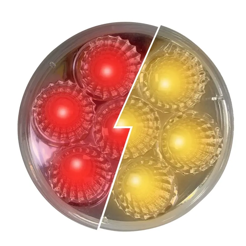 2-1/2” Round Dual Function Multivoltage Led Lights - Red & Ambar Led/Clear Lens | F238704 1