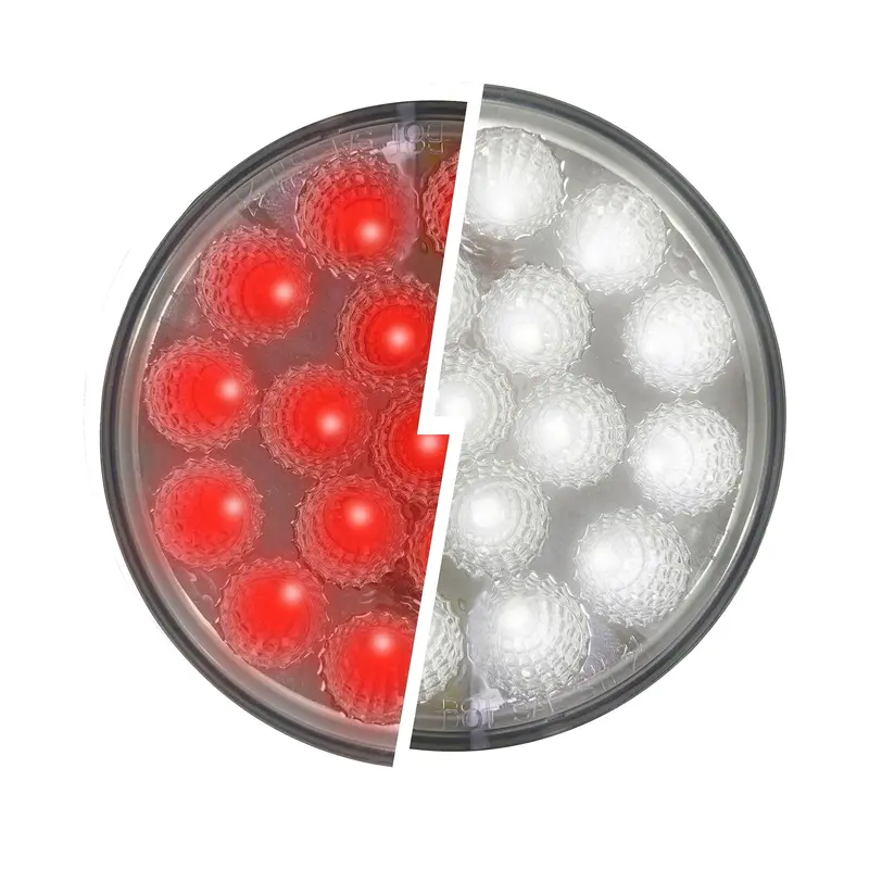 4” Round Dual Function Multivoltage Led Lights - Red & White Led/Clear Lens | F238707 1