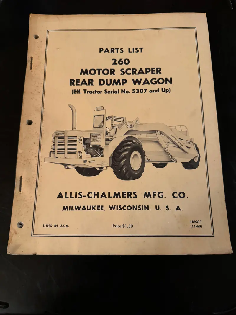 Allis-Chalmers _ 260 Motor Scraper Rear Dump Wagon _ Parts List 1
