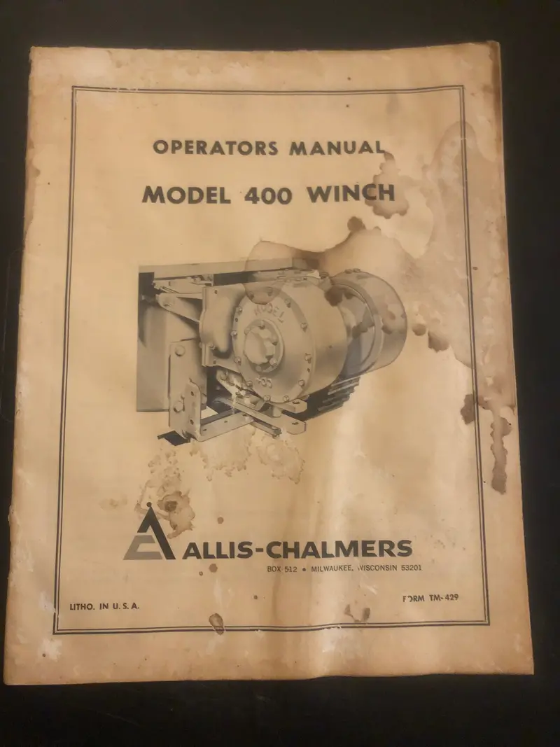 Allis-Chalmers _ Model 400 Winch _ Operator’S Manual 1