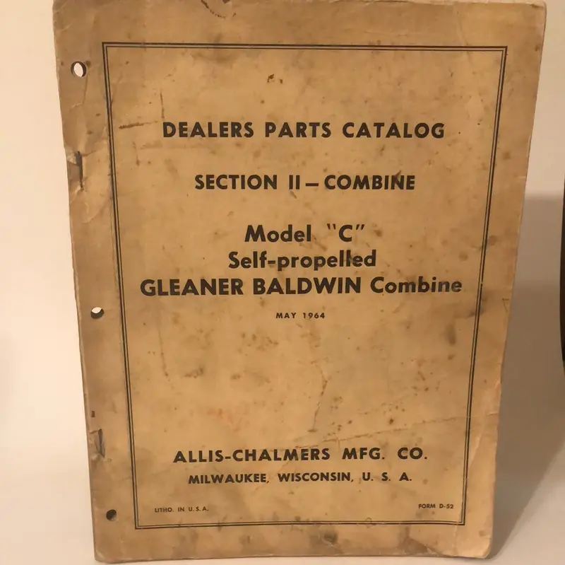 Allis-Chalmers Section Ii - Combine Gleaner C & C2 Self-Propelled Combines _ Dealers Parts Catalog 1