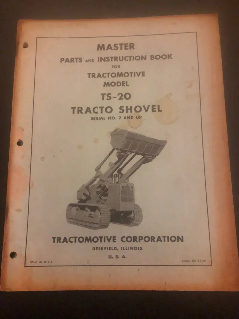 Allis - Tractomotive _ Ts-20 Tracto Shovel _ Master Parts & Instruction Book 1