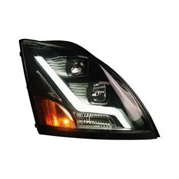 Black Housing Headlight W/Led Light Bar For Volvo Vn/Vnl - Passenger Side 1