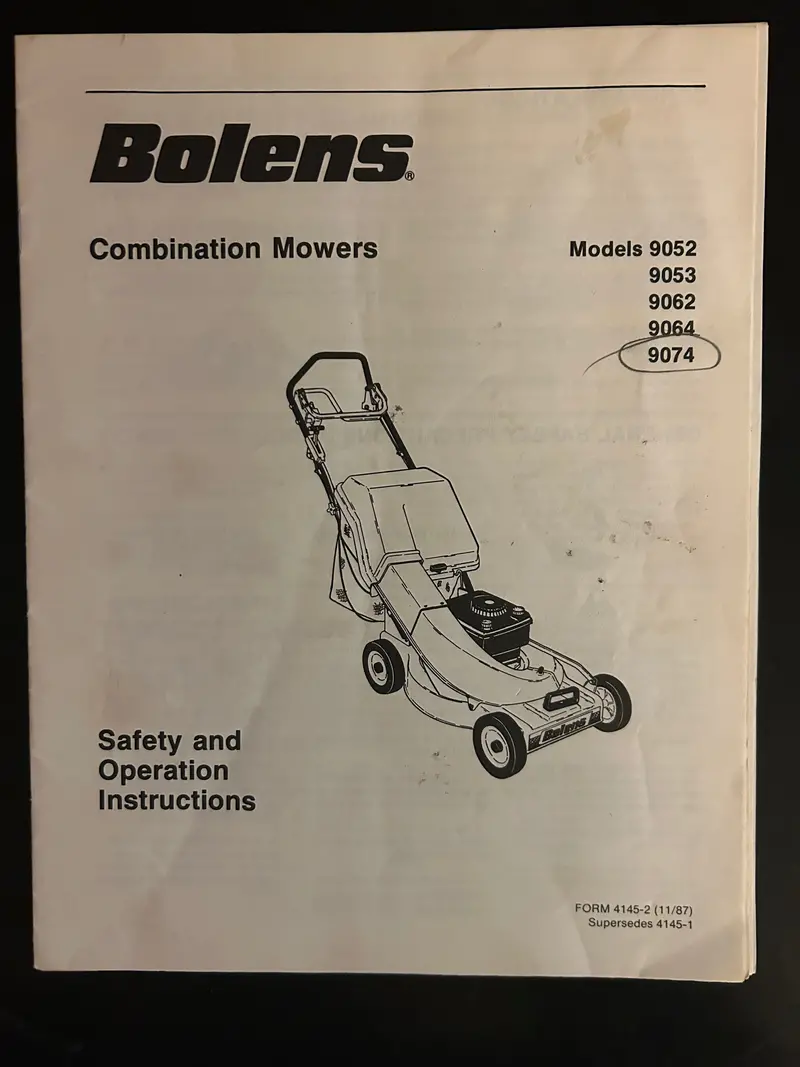 Bolens _ Combination Mowers Model 9052, 9053, 9062, 9064 & 9074 _ Saftey & Operating Instructions 1