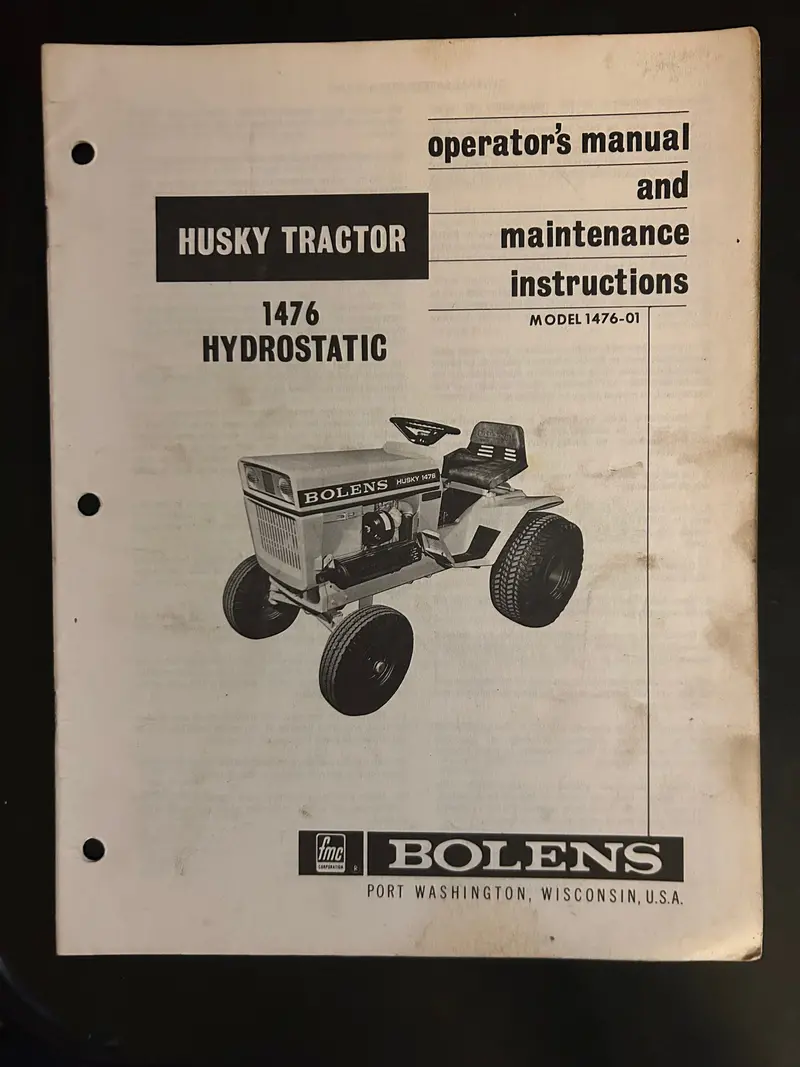 Bolens _ Husky Tractor 1476 Hydrostatic _ Operator’S Manual & Maintenance Instructions 1