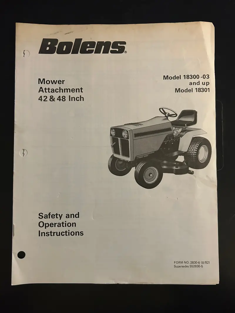 Bolens _ Mower Attachment 42” & 48” Model 18300-03 And Up & 18301 _ Safety & Operation Instructions 1