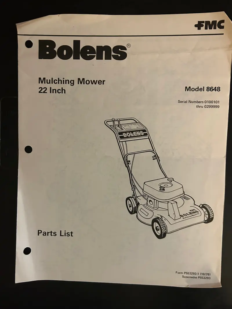 Bolens _ Mulching Mower 22” Model 8648 _ Parts List 1