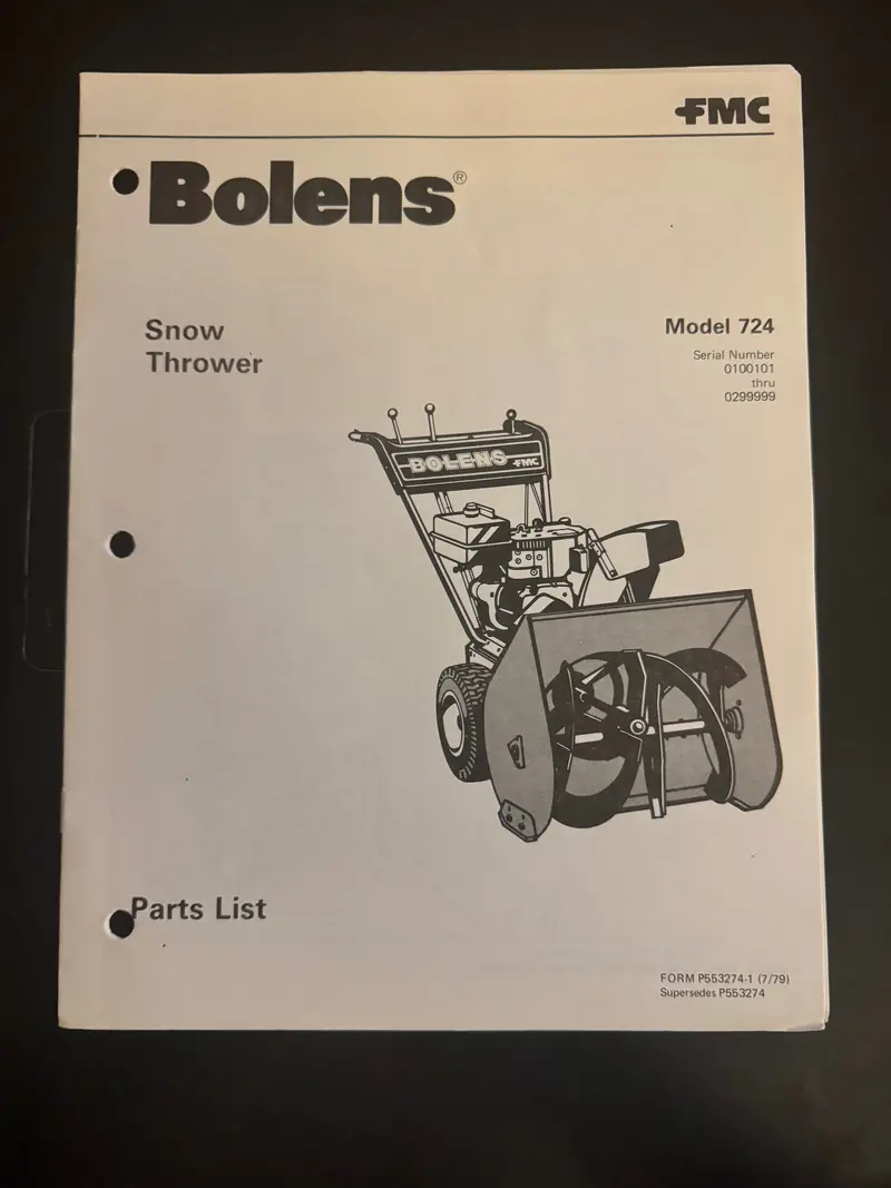Bolens _ Snow Thrower Model 724 _ Parts List 1