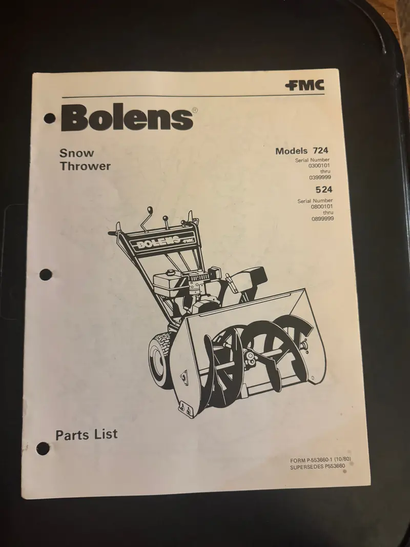 Bolens _ Snow Thrower Models 724 & 524 _ Parts List 1