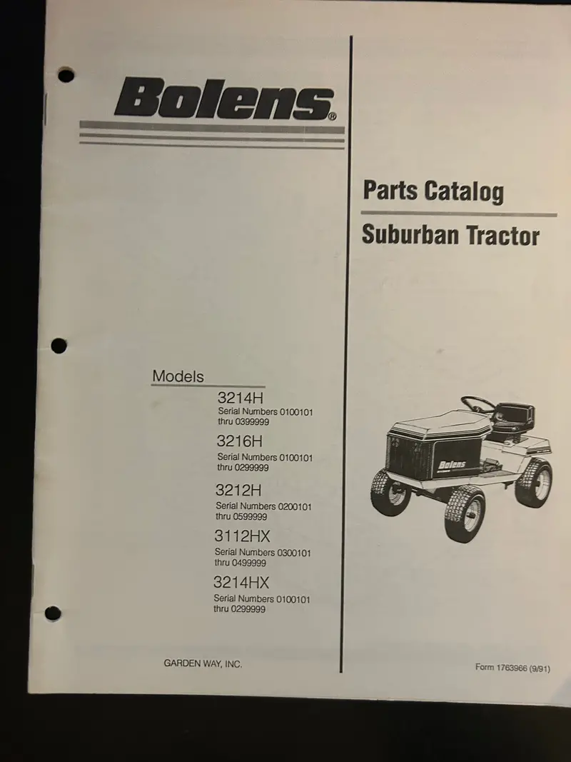 Bolens _ Suburban Tractor Models 3214H, 3216H, 3212H, 3112Hx & 3214Hx _ Parts Catalog 1