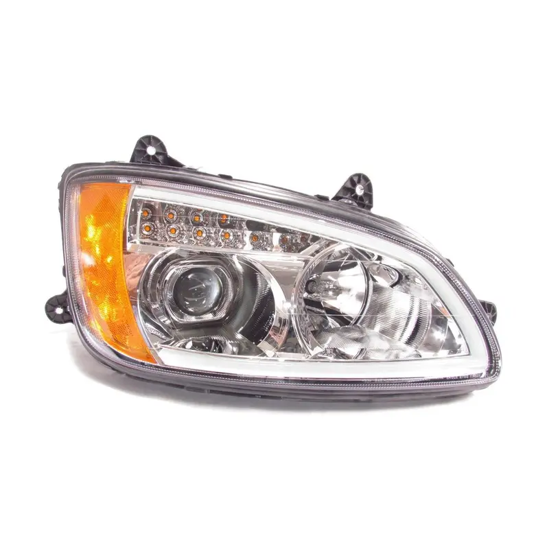 Chrome Projector Headlight W/Led Bar For Kenworth T660 - Passenger Side 1