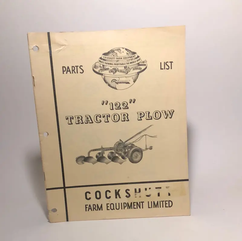 Cockshutt Parts List 122 Tractor Plow 1