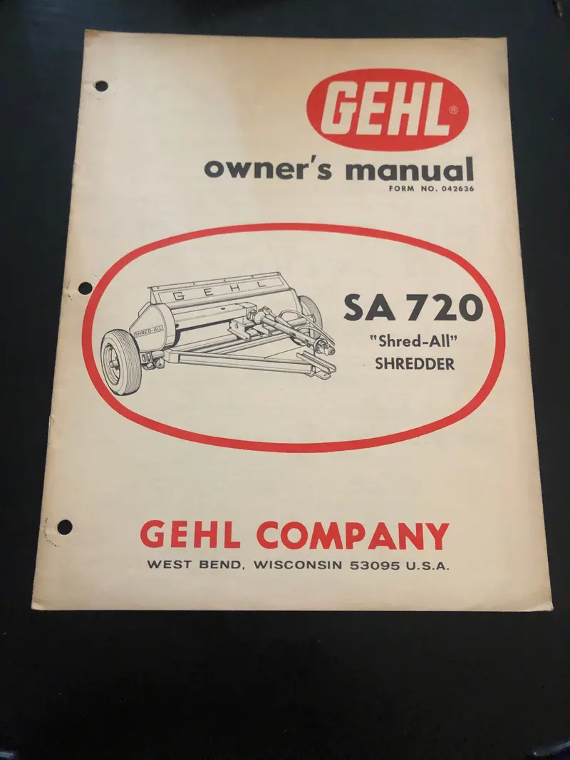 Gehl _ Sa 720 “Shred-All” Shredder _ Owner’S Manual 1
