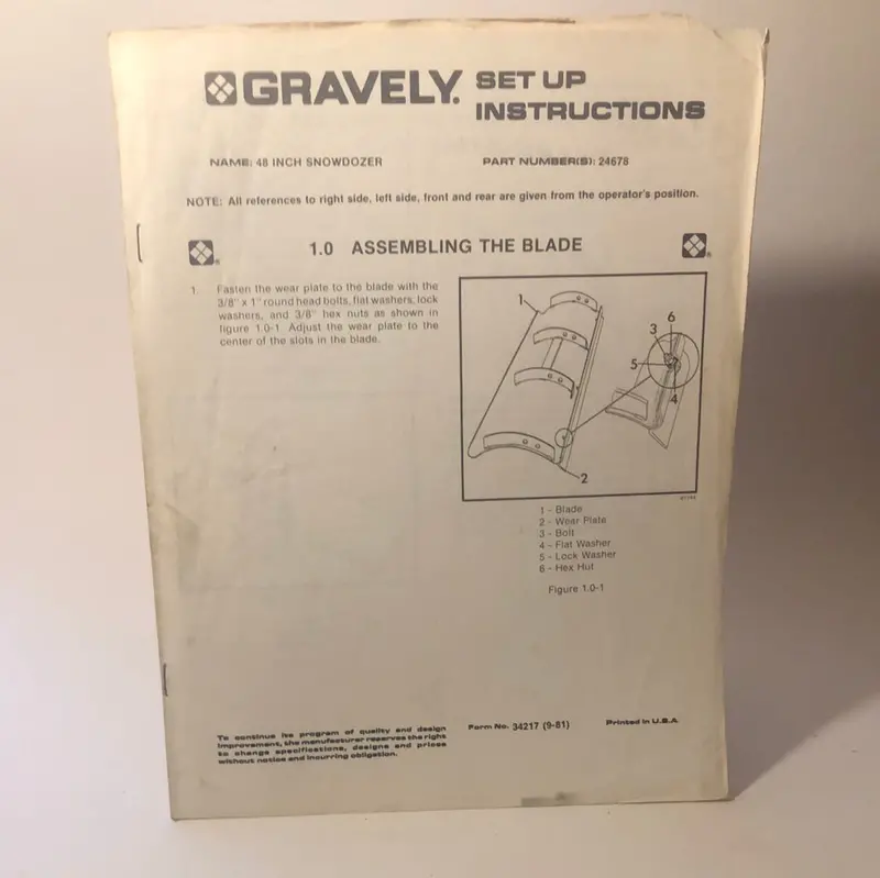 Gravely - Setup Instructions 48” Snowblower 1