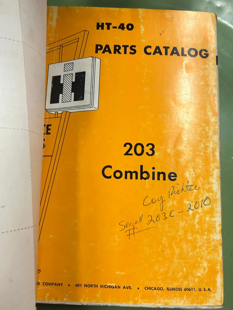 Ih _ 203 Combine _ Parts Catalog Ht-40 1