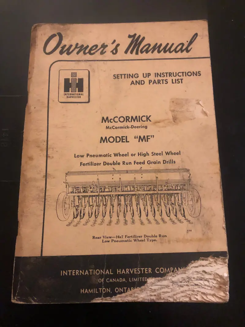 Ih _ Mccormick Model Mf Fertilizer Double Run Feed Grain Drills _ Owner’S Manual 1