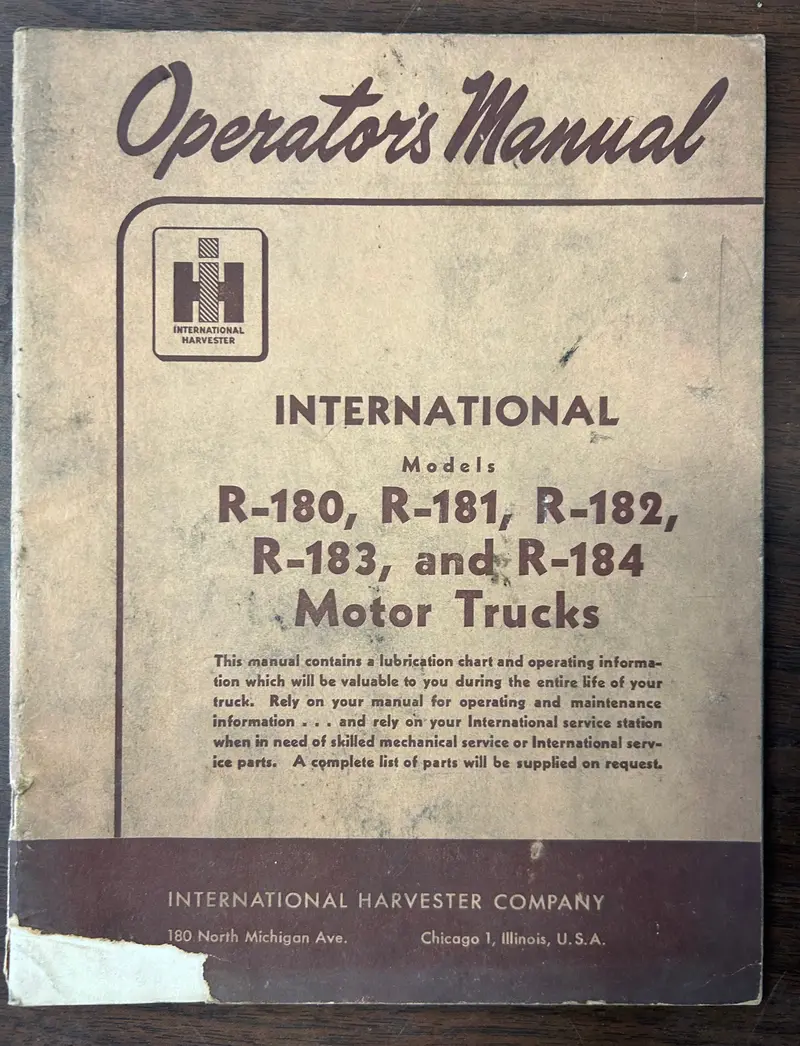 Ih _ R-180, R-181, R-182, R-183 & R-184 Motor Trucks _ Operator’S Manual 1