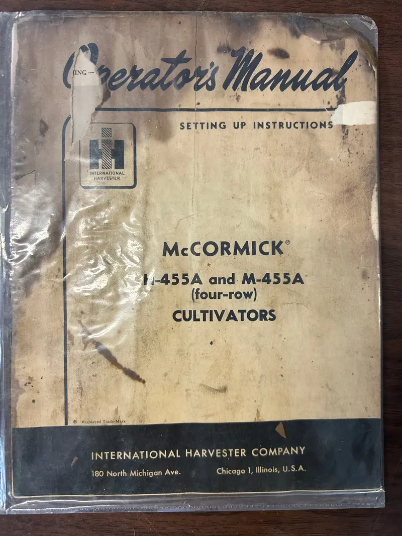 Ih Mccormick _ H-455A & M-455A Cultivators _ Owner’S Manual 1
