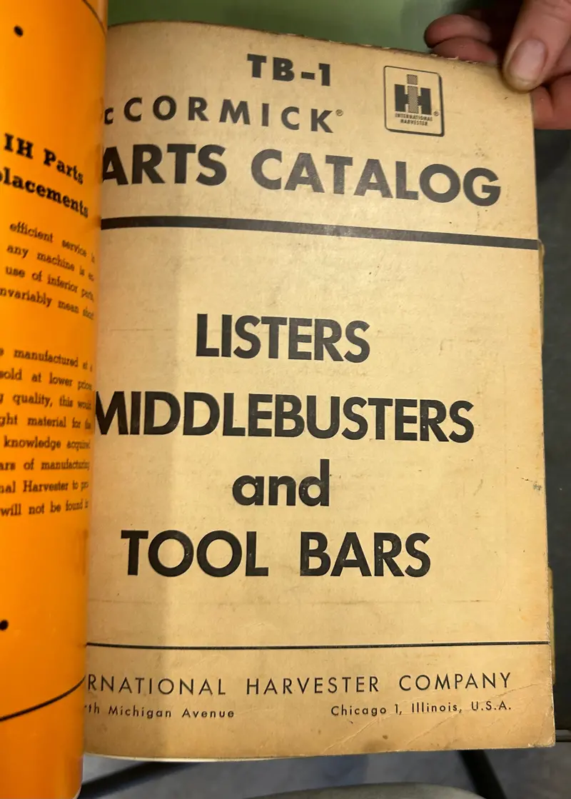Ih Mccormick _ Listers, Middlebusters & Tool Bars _ Parts Catalog Tb-1 1