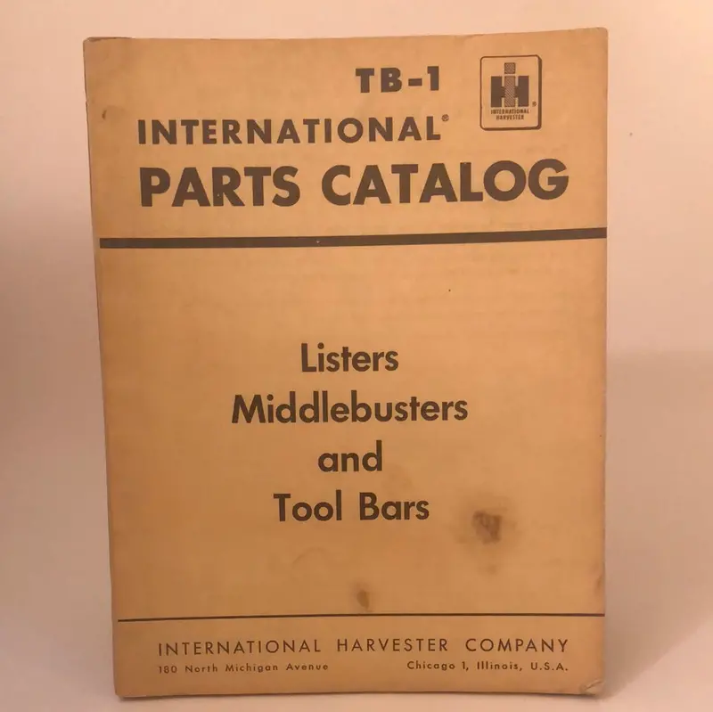 Ih Tb-1 Listers Middlebusters & Tool Bars Parts Catalog 1