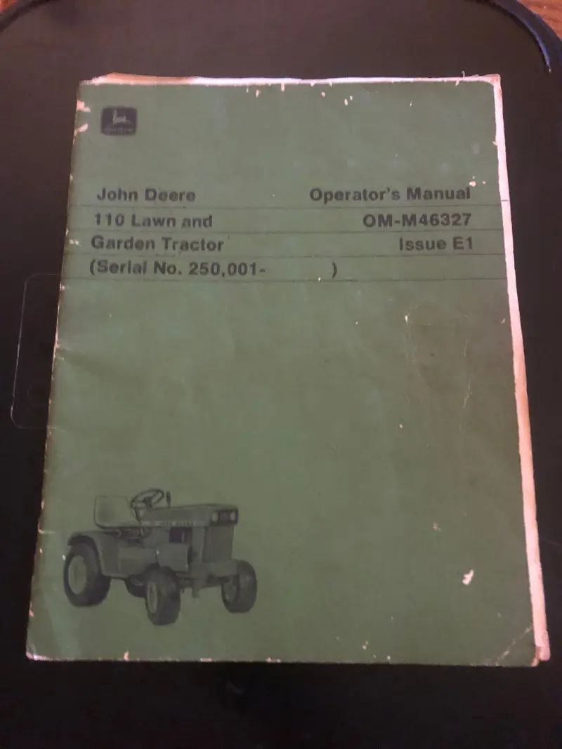 John Deere _ 110 Lawn & Garden Tractor _ Om-M46327 Operator’S Manual 1