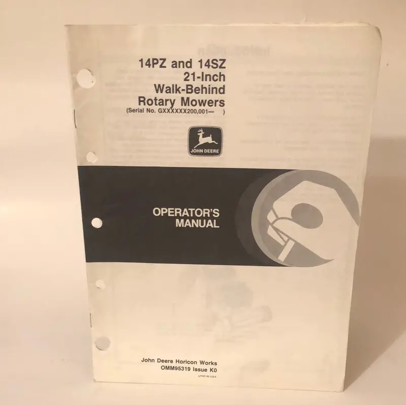 John Deere _ 14Pz & 14Sz 21” Walk-Behind Rotary Mowers _ Operator’S Manual - Omm95035 H0 1