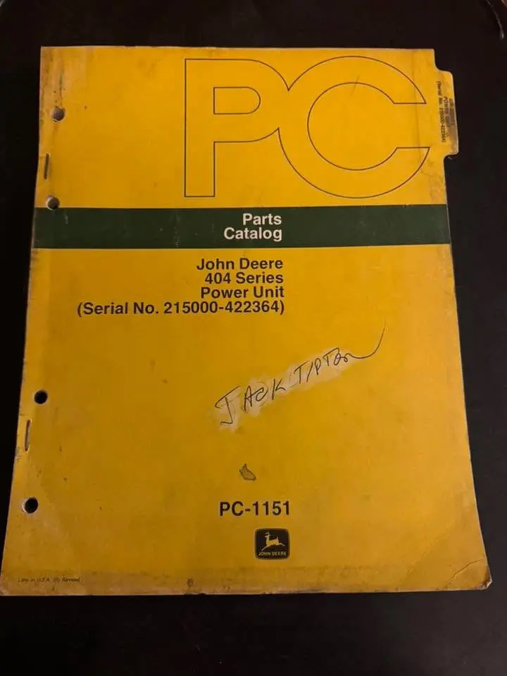 John Deere _ 404 Series Power Unit _ Parts Catalog Pc-1151 1