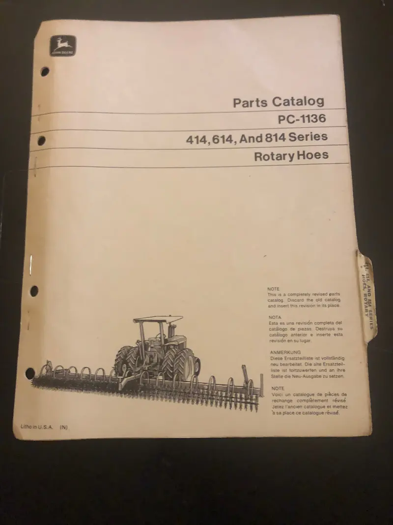 John Deere _ 414, 614 & 824 Series Rotary Hoes _ Parts Catalog Pc-1136 1
