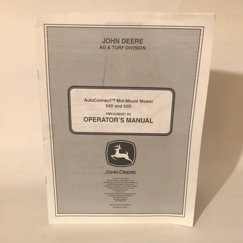 John Deere - Autoconnect Mid-Mount Mower 54D & 60D Omlvu26521h2 Operator’S Manual 1