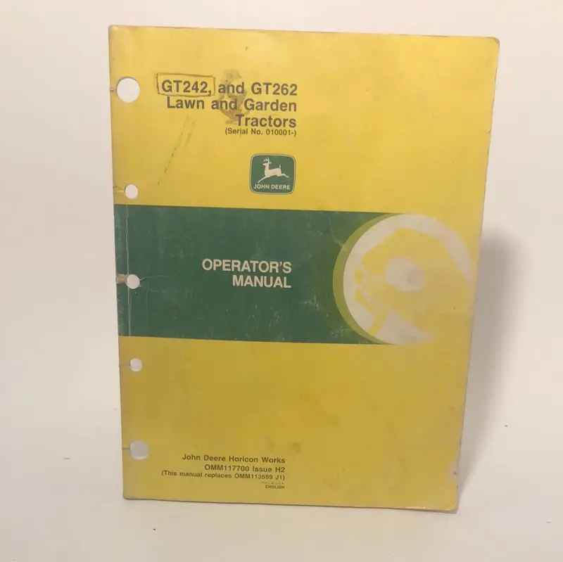 John Deere Gt242 And Gt262 Operator’S Manual 1