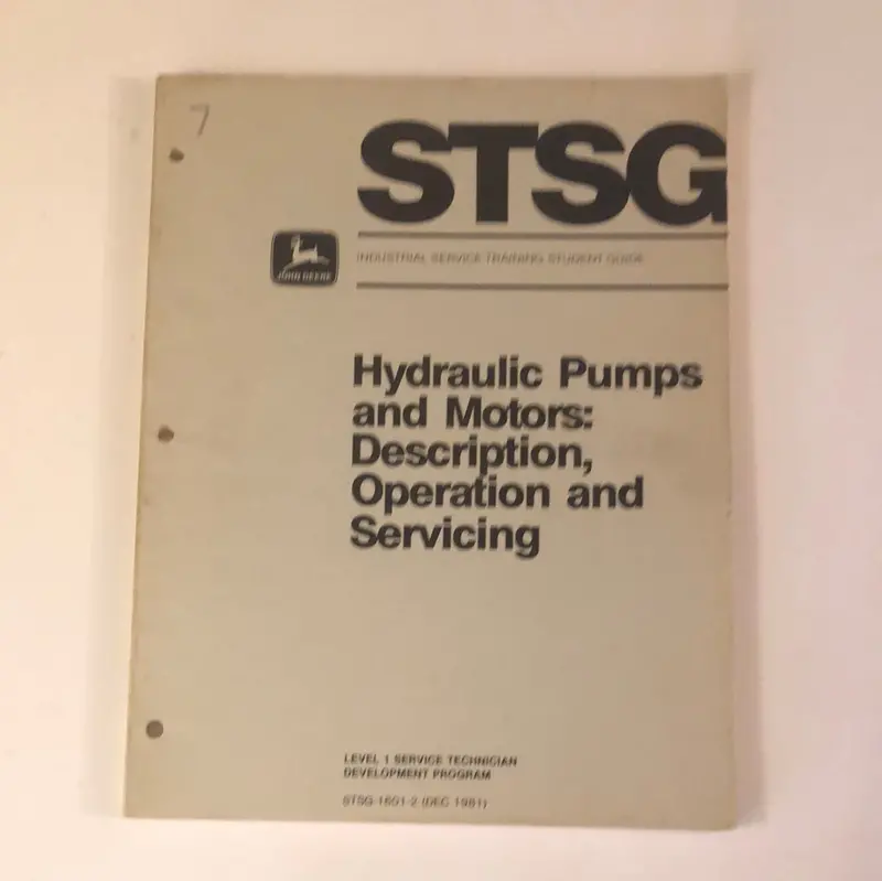 John Deere Hydraulicpumps & Motors: Description, Operation And Seevicing_ Stsg 1
