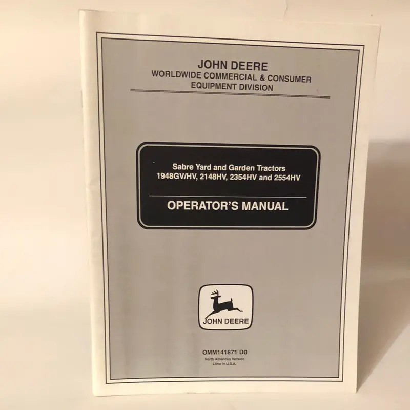 John Deere - Sabre Yard & Garden Tractors Omm141871 D0 Operator’S Manual 1