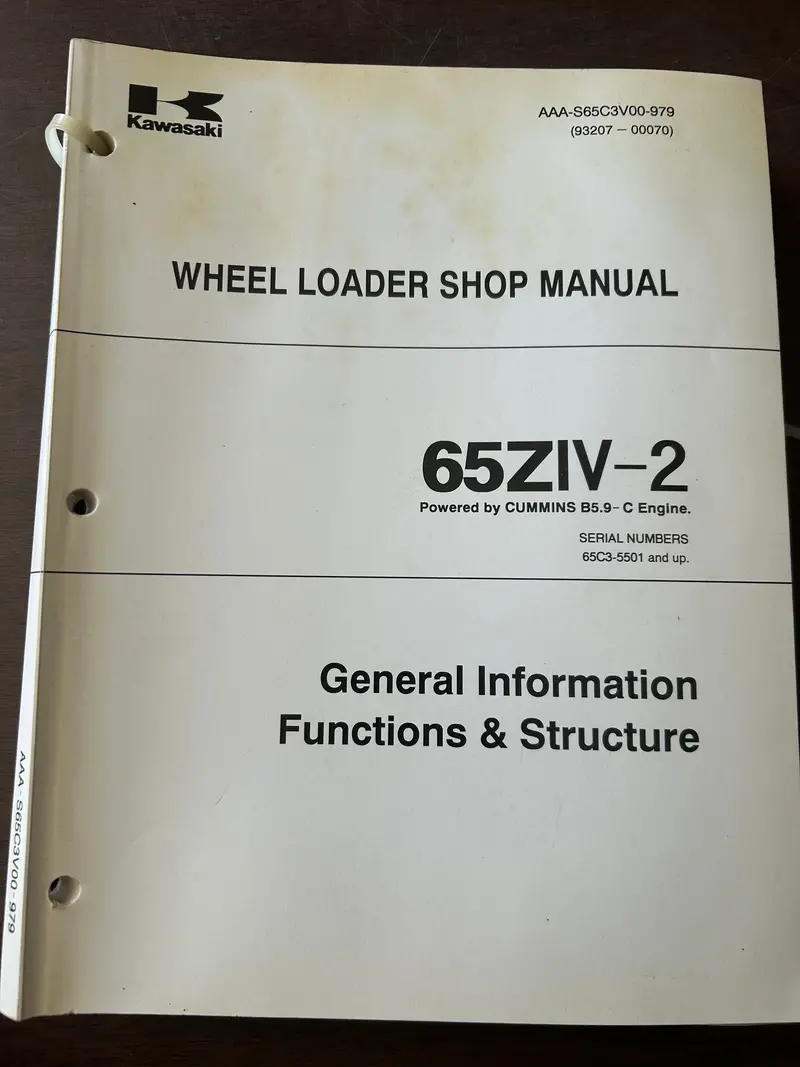 Kawasaki _ 65Ziv-2 Wheel Loader - Shop Manual _ Set Of 4 1