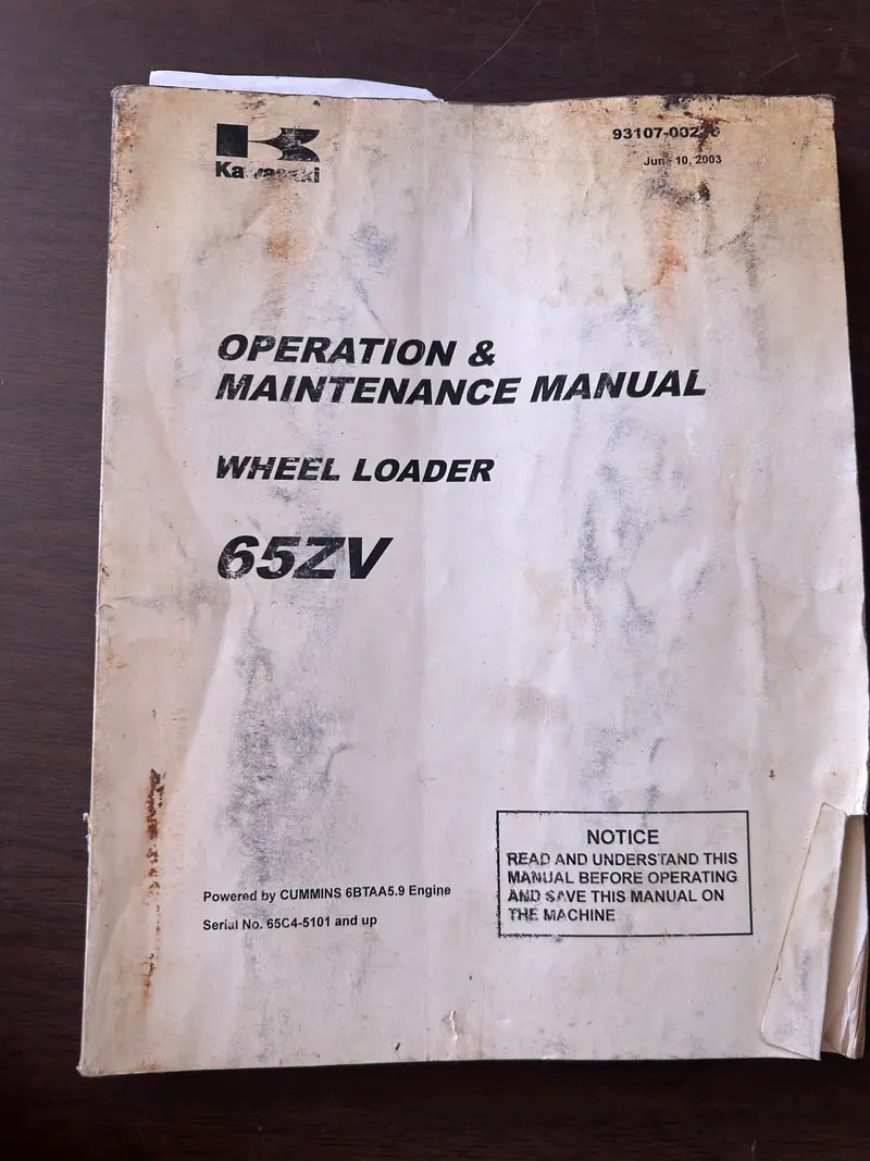 Kawasaki _ 65Zv Wheel Loader _ Operation & Maintenance Manual 1