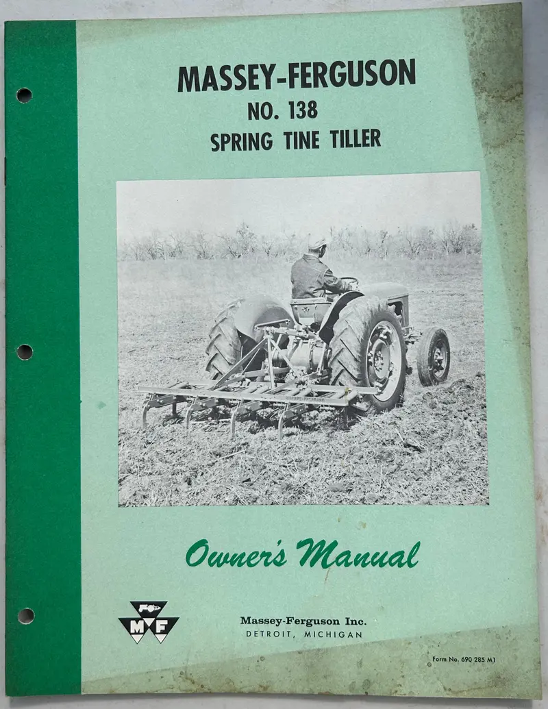 Massey Ferguson Mf 138 Spring Tine Tiller _ Owner’S Manual 1