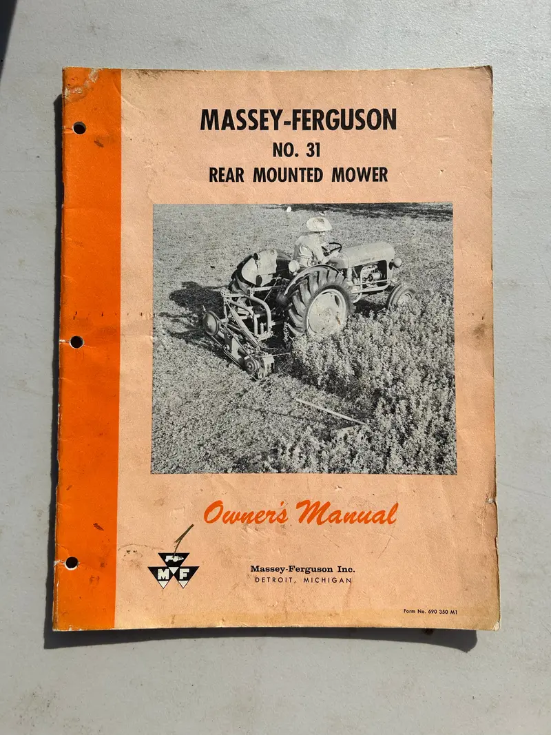 Massey Ferguson Mf 31 Rear Mounted Mower _ Owner’S Manual 1