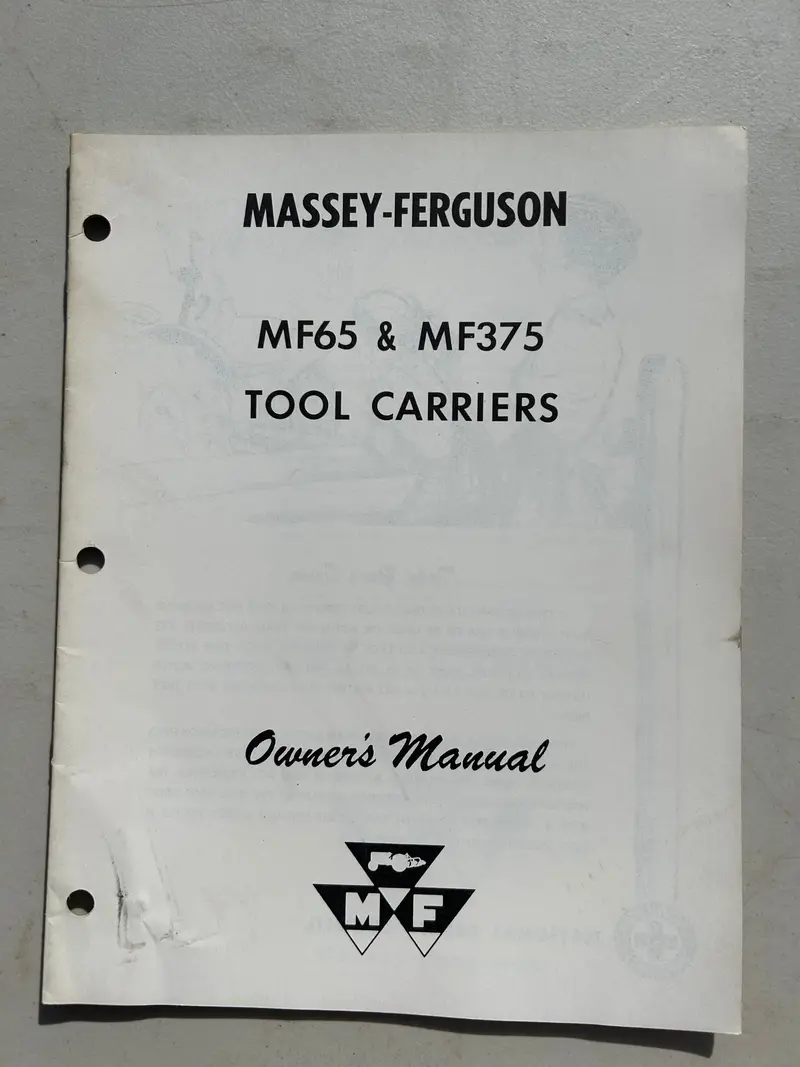 Massey Ferguson Mf 65 & 375 Tool Carriers _ Owner’S Manual 1