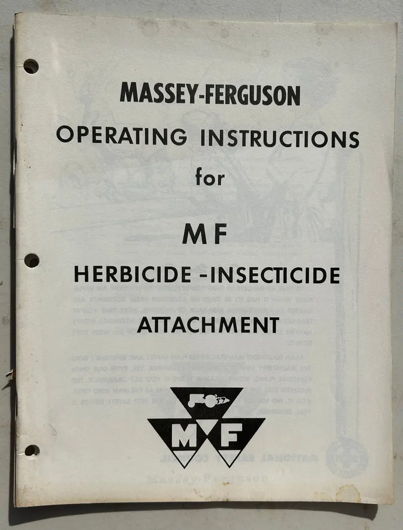 Massey Ferguson Mf Herbicide-Insectiside Attacthment _ Operating Instructions 1