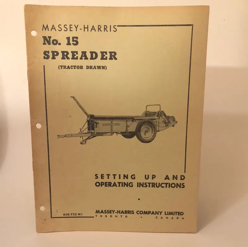 Massey-Harris No 15 Spreader - Tractor Drawn - Setting Up & Operating Instructions 1