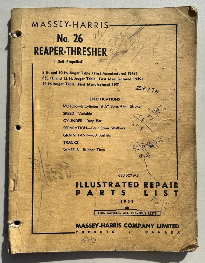 Massey-Harris No. 26 Reaper-Thresher _ Illustrated Repair Parts List 1