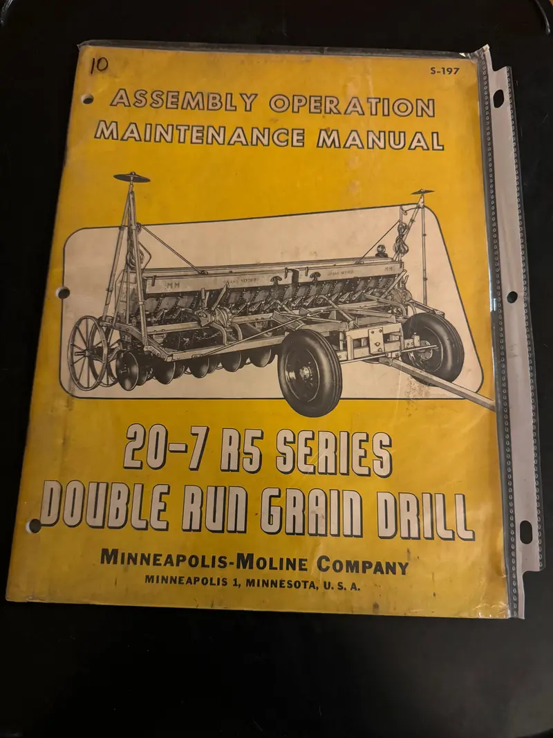 Minneapolis Moline _ 20-7 R5 Series Double Run Grain Drill _ Assembly, Operation, Maintenance Manual 1