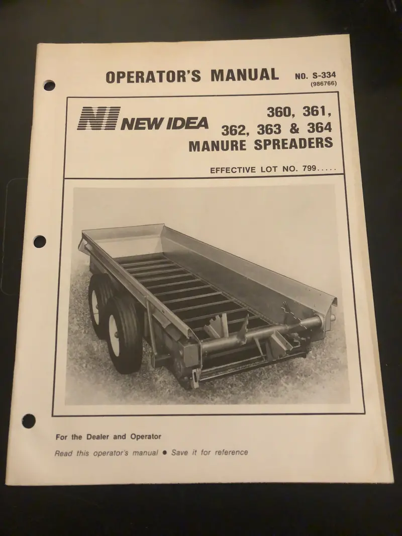 New Idea _ 360, 361, 363, 363 & 364 Manure Spreaders S-334 _ Operator’S Manual 1
