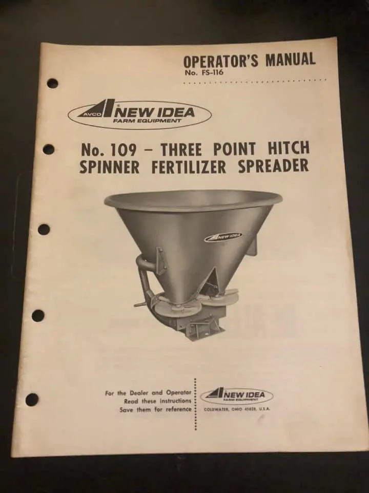 New Idea _ No 109 Three Point Hitch Spinner Fertilizer Spreader _ Operator’S Manual 1