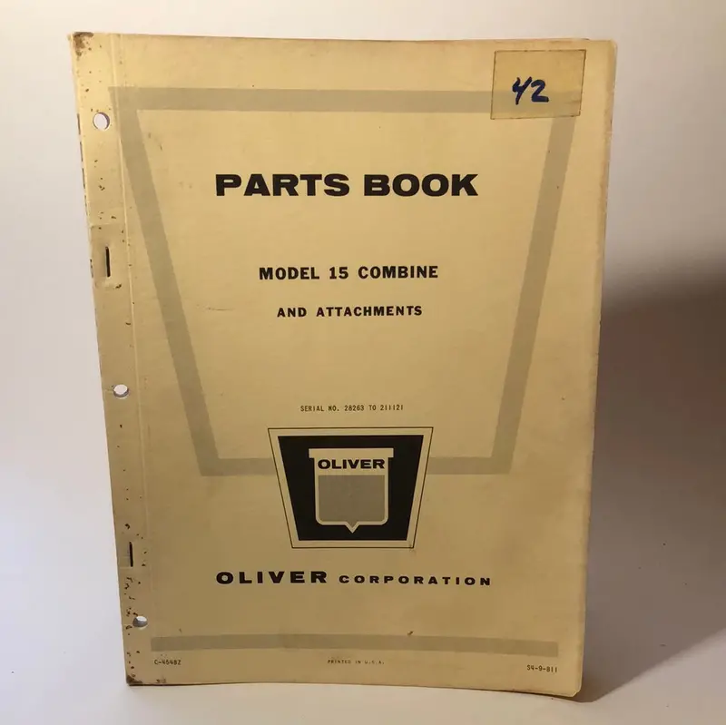Oliver Parts Book Model 15 Combine & Attachments 1