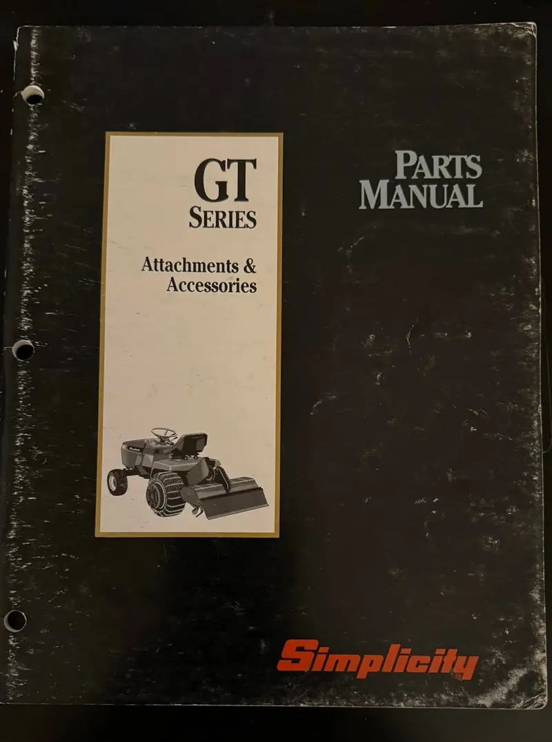 Simplicity Gt Series Attachments & Accessories  _ Parts Manual 1