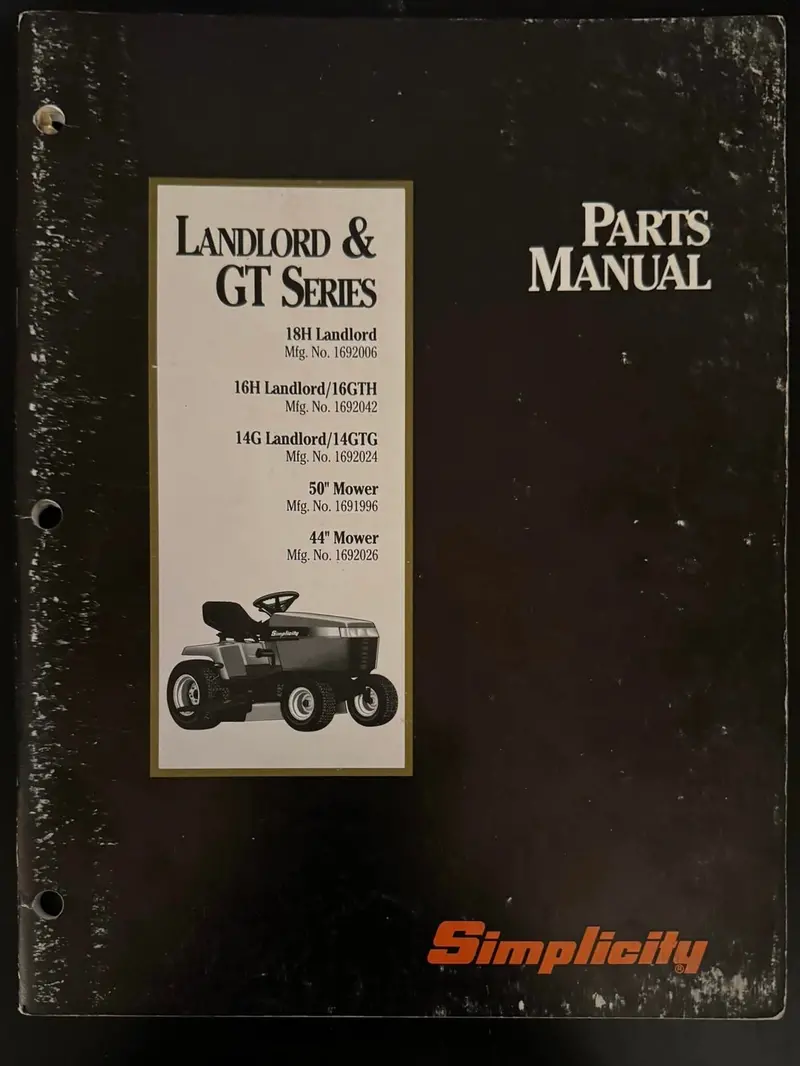 Simplicity Landlord & Gt Series _ Parts Manual 1
