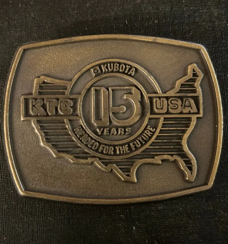 Vintage Kubota Tractor Corp Ktc Usa 15 Years Anniversary Belt Buckle 1