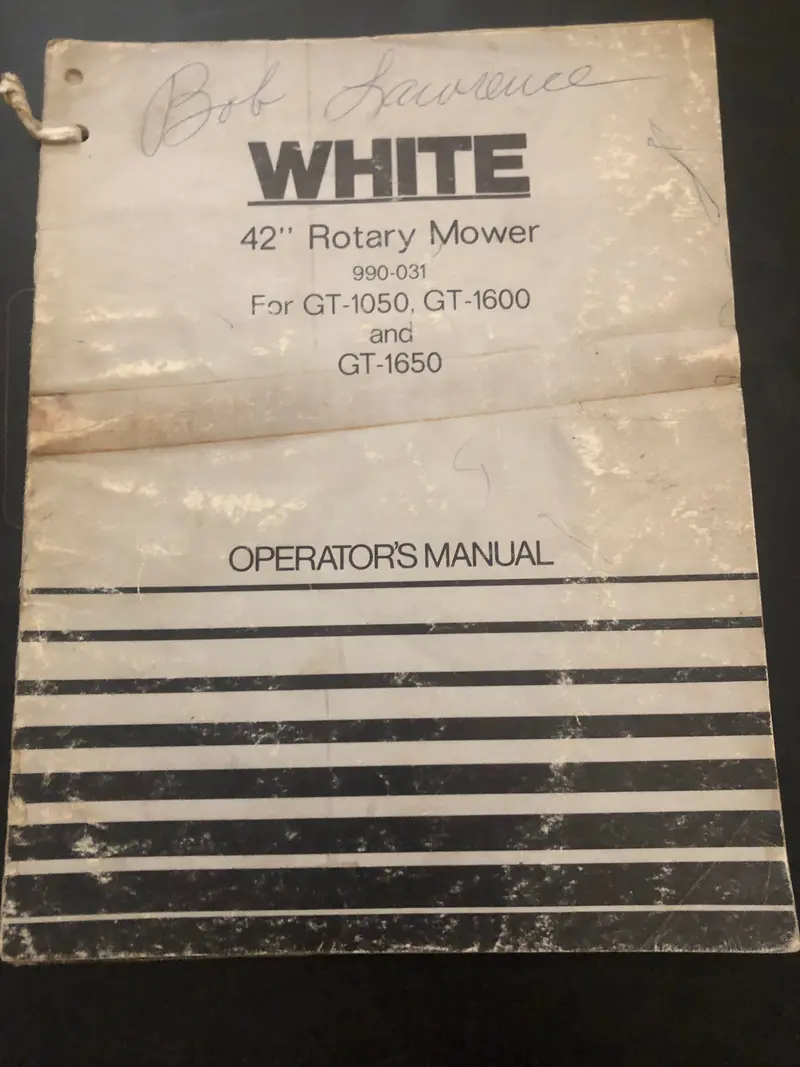 White _ 42” Rotary Mower For Gt-1050 _ Operator’S Manual 1