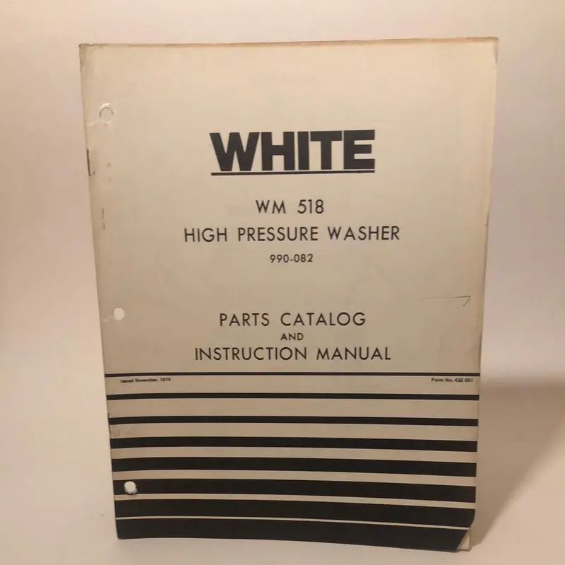 White Wm 518 High Pressure Washer Parts Catalog & Instruction Manual 1
